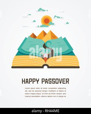 La Haggadah de Pâque story book avec l'Egypte paysage . abstract design vector illustration Illustration de Vecteur