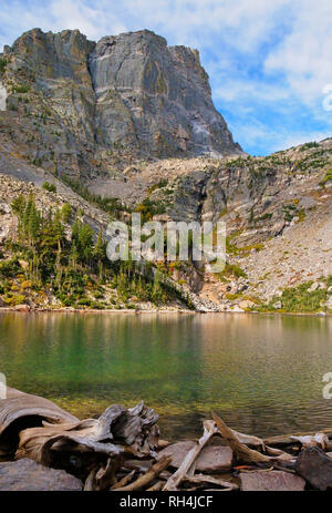 Le lac Emerald, Dream Lake Trail, Rocky Mountain National Park, Estes, Colorado, USA Banque D'Images