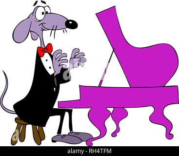 Cartoon chien jouant un piano vector illustration Illustration de Vecteur