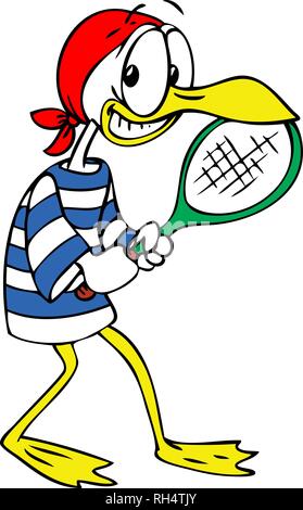 Cartoon seagull jouant au tennis vector illustration Illustration de Vecteur