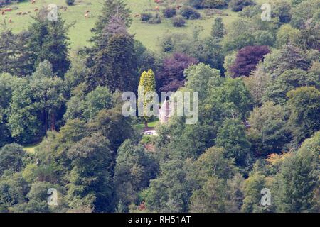 Manoir de campagne isolée dans un bois. Dartmoor National Park, Devon, UK. Banque D'Images