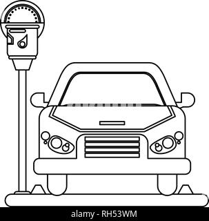 Zone de parc automobile sur le noir et blanc Illustration de Vecteur