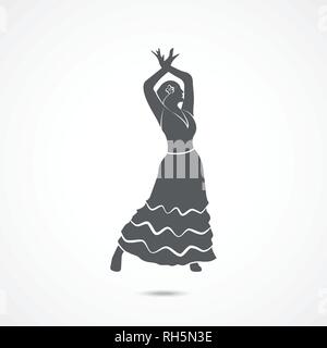 L'icône de danseuse de flamenco sur fond blanc Illustration de Vecteur