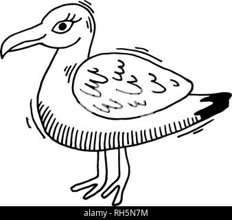 Oiseau mouette esquisse le thème d'icône Illustration de Vecteur