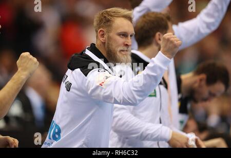 Hamburg, Deutschland. 25 Jan, 2019. firo : 25.01.2019, le handball : Coupe du Monde Coupe du monde demi-finale Demi-finale Allemagne - Norvège 25:31 Matthias geste Musche | Conditions de crédit dans le monde entier : dpa/Alamy Live News Banque D'Images