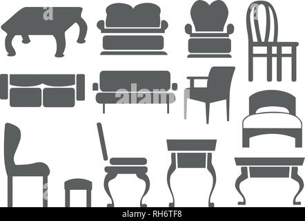 Ensemble de meubles modifiables d'icônes. Peut être utilisé pour le Web, le mobile, l'assurance-chômage et de conception infographique. Vector illustration isolé sur blanc. Illustration de Vecteur