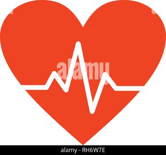 Cardiogramme sur rouge forme de coeur. Vector illustration Illustration de Vecteur