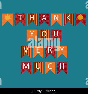 Merci beaucoup signer le texte dans l'icône colorée triangle. Carte de célébration pour bien l'illustration vectorielle. Affiche un design moderne avec des feuilles. Illustration de Vecteur