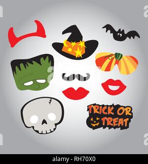 Symboles et éléments d'Halloween, autocollants, Vector Illustration Illustration de Vecteur