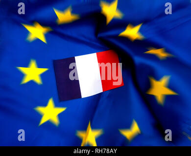 Drapeaux de l'Union européenne et la France Banque D'Images