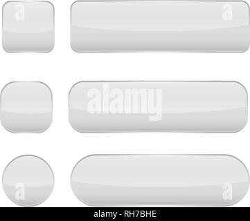 Les boutons en verre blanc. Brillant 3d Web icons set Illustration de Vecteur
