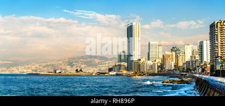 La Corniche, la promenade à Beyrouth, Liban Banque D'Images