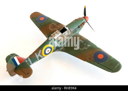 Airfix 1:24 modèle à l'échelle d'un Hawker Hurricane MkI comme avion de combat utilisé dans la bataille d'Angleterre Banque D'Images