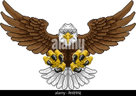 Eagle Pixel Art jeu Arcade Cartoon Mascot Illustration de Vecteur