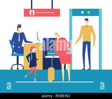 À l'aéroport - appartement style design illustration colorée Illustration de Vecteur