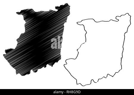 La Province du Nord Kivu (République démocratique du Congo, RD Congo, RDC, Congo-Kinshasa) map vector illustration, scribble sketch carte du Nord-Kivu Illustration de Vecteur