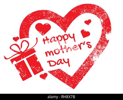 Happy Mother's Day - Calligraphie de tampon en caoutchouc le texte vectoriel et coeur Illustration de Vecteur
