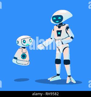 Robots Grand Rire de petit robot vecteur. Illustration isolé Illustration de Vecteur