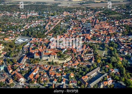 Vue aérienne, vue de Quedlinburg, Saxe-Anhalt, Allemagne
