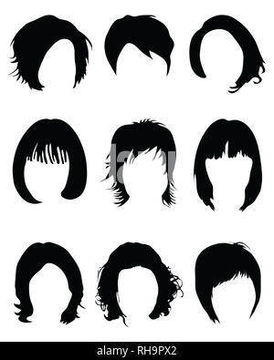 Silhouettes de la Coiffure sur un fond blanc Banque D'Images