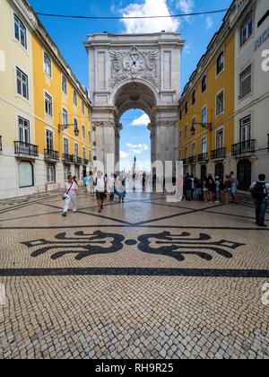 L'Arc de Triomphe Arco da Rua Augusta, la Baixa, Lisbonne, Portugal Banque D'Images