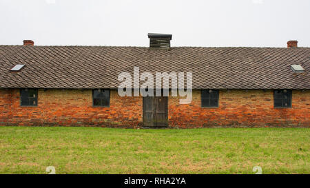 Dans la caserne d'Auschwitz II Birkenau camp de concentration en Pologne Banque D'Images