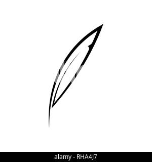 Plume blanche sur l'icône Contour Illustration de Vecteur