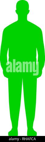 Homme debout silhouette - green simple, isolée - vector illustration Illustration de Vecteur
