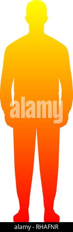 Homme debout silhouette - gradient jaune orange rouge, isolées - vector illustration Illustration de Vecteur