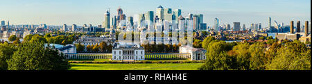 Londres, UK - Septembre 2018 : vue panoramique de la ville de Londres et l'Université de Greenwich. Banque D'Images