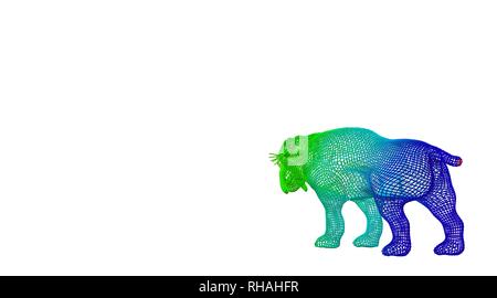 Le rendu 3D d'un arc-en-ciel colorés exposés sur des animaux blanc Banque D'Images