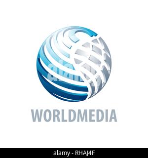 Sphère numérique global link technology world logo media concept design. Trois dimensions 3D style. L'élément de modèle graphique symbole Illustration de Vecteur