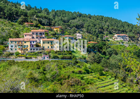 Vue idyllique sur l'île d'Elbe, Toscane, Italie. Banque D'Images