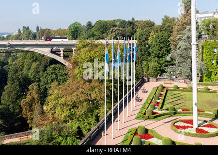 Au vue de la Pétrusse park et pont Adolphe à Luxembourg ville Banque D'Images