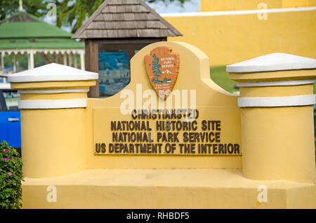 Christiansted National Historic Site National Park Service Département de l'intérieur, marqueur, Saint Croix, îles Vierges américaines Banque D'Images