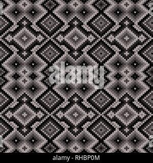 Motif ornemental sans couture tricot dans des teintes monochromes, modèle vecteur comme une texture de tissu Illustration de Vecteur