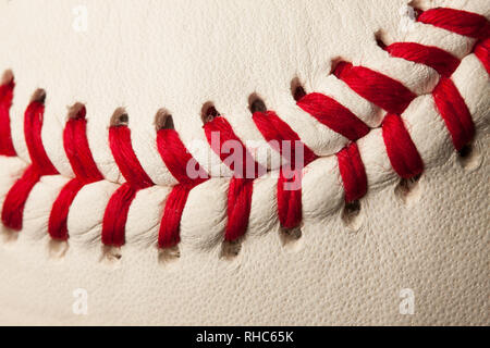 Gros plan de base-ball en cuir Banque D'Images