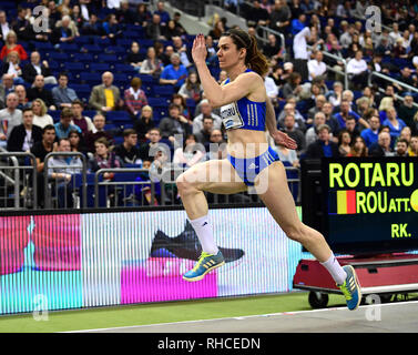 Berlin, Allemagne. 06Th Feb 2019. L'ISTAF, saut en longueur, les femmes, de la Mercedes-Benz-Arena : Alina Rotaru (Roumanie) au début. Credit : Soeren Stache/dpa/Alamy Live News Banque D'Images