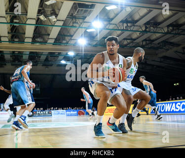 Karlsruhe, Allemagne. 09Th Feb 2019. Noah Kamdem (Lions). GES/basket-ball/ProA : PSK Lions - Baskets Paderborn, 02.02.2019 - dans le monde de l'utilisation | Credit : dpa/Alamy Live News Banque D'Images