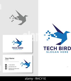 Logo oiseau modèle avec carte de vecteur de conception Illustration de Vecteur