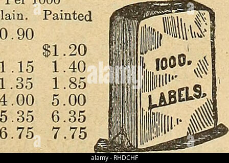 . Réserve pour les fleuristes : ampoules pour travail d'automne et d'hiver et les arbres à feuilles caduques Arbustes à feuilles persistantes, les plantes vivaces, et fournitures pour fleuristes. Les catalogues de graines de fleurs, plantes (semis) ; catalogues de graines de légumes graines arbres ; catalogues ; Horticulture Catalogues Catalogues de fournitures et de matériel. 3 livres, 1,45 $. 10 lbs., $4.50. Gardien parfait pour les arbres. Lb., 50c ; VERMINE pour l'anguille, couper le fil et les vers les vers, travaillant dans le Elle peut être appliquée à toute la végétation. Gal. 3,00 $ 1,00 $ ; pinte,. Étiquettes (Pot). Nous offrons la meilleure qualité des étiquettes en bois réalisés dans ce pays. Elles sont lisses, solides et propres. J'" beaucoup de Banque D'Images