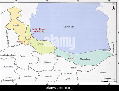 . Bulletin zoologique de Bonn. Zoologie. 64 Faraham Ahmadzadeh et al.. Fig. 1. Carte montrant les deux anciennes municipalités valide et nouvelle localité signalée de Paradactylodon persicus en Iran. Kami HG (1999) d'autres spécimens de la Salamandre La Montagne, Batraclmpents persicus, d'Iran (Amphibia : Hynobiidés). Zoologie au Moyen-Orient 19 : 37^42 HG Kami (2004) La biologie de la montagne Perse Salaman- der, Batrachupenispersicus (Amphibia, Caudata, Hynobidae) dans la province de Golestan, Iran. Projet de recherche herpétologique asiatique 10:182-190 T Papenfuss, Anderson S, Kouzmine, Rastegar-Pouyani N (2010) B Banque D'Images