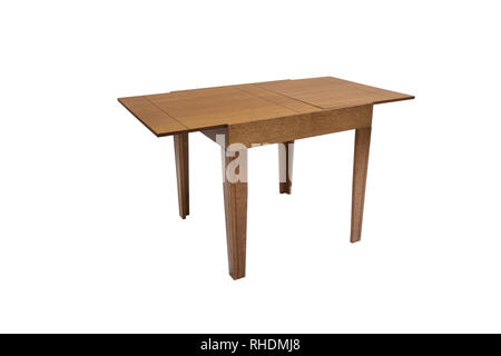 Bois table Beaultiful sur fond blanc. Banque D'Images