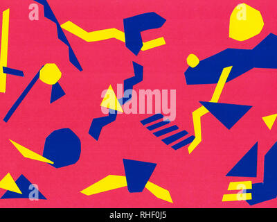 L'application de papier coupés à la main. Abstract background. Rose, jaune et bleu Banque D'Images