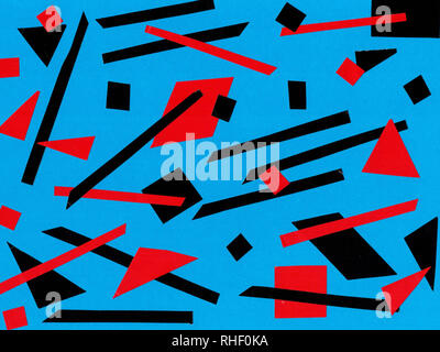 L'application de papier coupés à la main. Abstract background. Bleu, rouge et noir. Banque D'Images