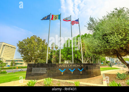 Los Angeles, California, United States - 9 août 2018 : le sang latino-américaine,Coeurs, site consacré au héros latino-américains qui ont reçu Banque D'Images