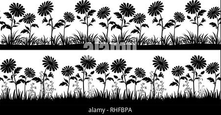 Silhouettes de fleurs, continu Illustration de Vecteur