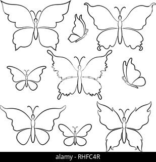 Les contours des papillons Illustration de Vecteur