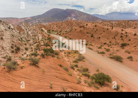 Route de gravier dans le Parc National Los Cardones, Argentine Banque D'Images