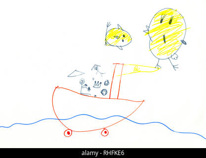 L'Art dessin d'enfant. Banque D'Images